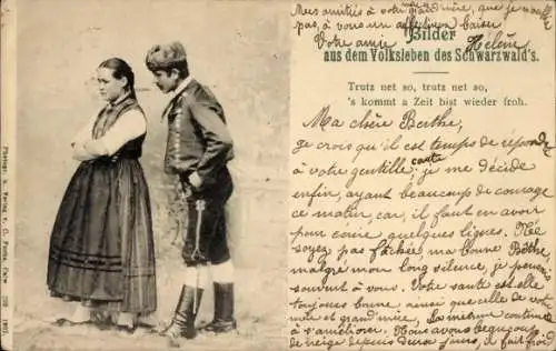 Ak Aus dem Volksleben des Schwarzwalds, Paar in Tracht, Trutz net so