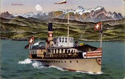 Ak Bodensee Salondampfer, Schweizer Dampfschiff