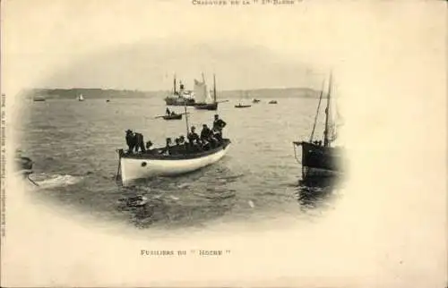 Ak Französisches Kriegsschiff St. Barre, Füsiliere im Boot