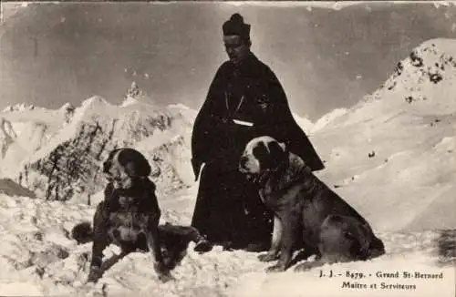 Ak Bernhardiner, Grand St-Bernard, Maitre et Serviteurs