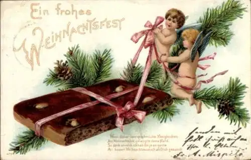 Litho Frohes Weihnachtsfest, Lebkuchen, Kinder