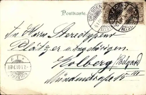 Ak Fröhliches Neujahr, Engel mit Punschschüssel, schwarze Katze