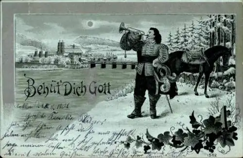 Mondschein Litho Trompeter von Säckingen, Behüt' Dich Gott