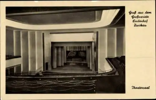 Ak Zwickau Sachsen, der Theatersaal im Großvariete Lindenhof