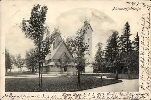 Ak Karpacz Górny Brückenberg Krummhübel Riesengebirge Schlesien, Kirche Wang