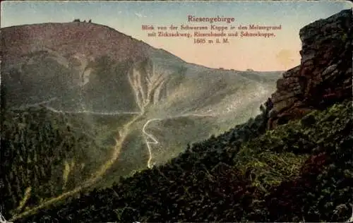 Ak Bierutowice Karpacz Górny Brückenberg Karpacz Krummhübel Riesengebirge Schlesien, Blick von...