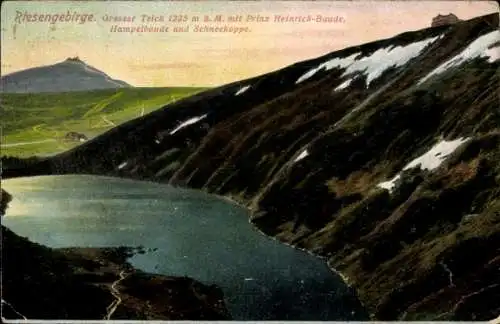 Ak Karpacz Krummhübel Riesengebirge Schlesien, Gr. Teich, Prinz Heinrich Baude, Hampelbaude