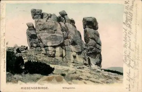 Ak Podgórzyn Giersdorf Riesengebirge Schlesien, Słonecznik, Mittagstein, Polední kámen