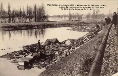 Ak Villeneuve Saint Georges Val de Marne, Hochwasser Januar 1910