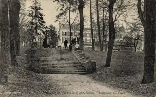 Ak Villeneuve Saint Georges Val de Marne, Park, Treppe