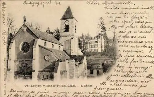 Ak Villeneuve Saint Georges Val de Marne, Kirche
