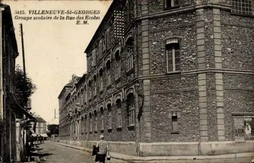 Ak Villeneuve Saint Georges Val de Marne, Groupe scolaire de la Rue des Ecoles