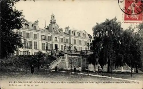Ak Villeneuve Saint Georges Val de Marne, L'Hotel de Ville, ancieh Chateau de Beauregard