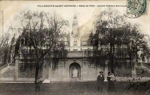Ak Villeneuve Saint Georges Val de Marne, Rathaus, Chateau Beauregal