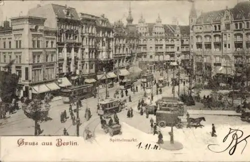 Ak Berlin Mitte,  Spittelmarkt, Straßenbahnen