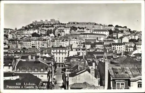 Ak Lisboa Lissabon Portugal, Panorama von  Castelo S. Jorge, viele Dächer