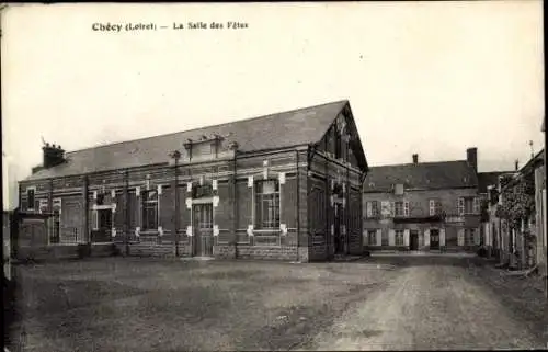 Ak Chécy Loiret, La Salle des Fêtes,  Gebäude, ruhige Straße, ländliche Gegend