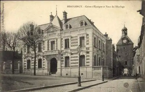 Ak Beaugency Loiret, Caisse d'Epargne, Tour de l'Horloge,  Gebäude, Straßenansicht