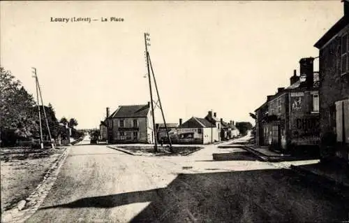 Ak Loury Loiret, Kreuzung, Dorfidyll