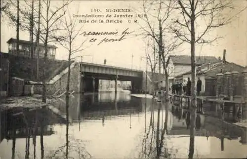 CPA Saint Denis Seine Saint Denis, Inondations de Janvier 1910 Rue de la Briche