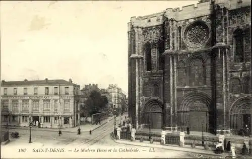 Ak Saint Denis Seine-Saint-Denis, Le Modern Hotel, Kathedrale