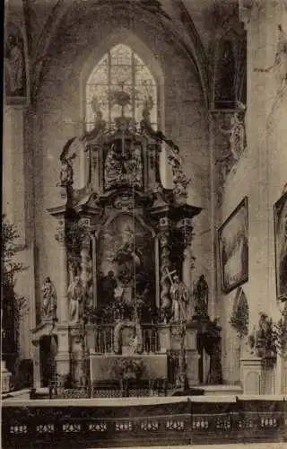 Ak Panschwitz Kuckau Oberlausitz, Kloster St. Marienstern, Innenansicht, Hochaltar, Stiftskirche,