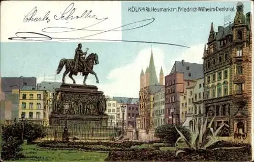 Ak Köln am Rhein, Friedrich Wilhelm Denkmal, Heumarkt