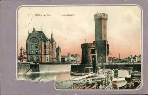 Ak Köln am Rhein, Hafen, Hafeneinfahrt