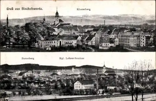 Ak Bischofswerda in Sachsen,  Stadtansicht  Klosterberg, Butterberg, Kgl. Lehrer-Seminar