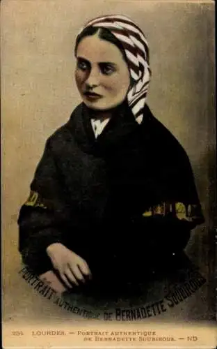 Ak Lourdes Hautes Pyrénées, Porträt von Bernadette Soubirous, authentisches Portrait, Braune Klei