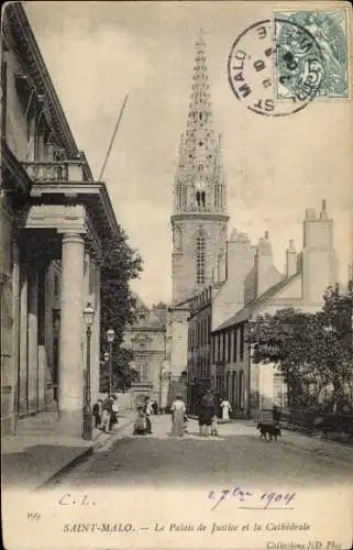 Ak Saint Malo Ille et Vilaine Bretagne, Justizpalast, Kathedrale
