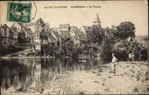 Ak Carennac Lot, Blick auf den Ort, Ufer