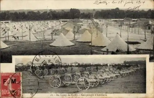 CPA Mailly le Camp Aube, Camp de Mailly, Campement d'Artillerie