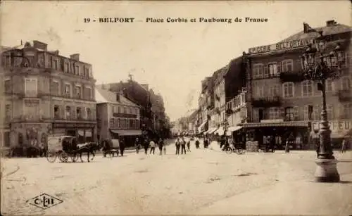 Ak Belfort Beffert Beffort Territoire de Belfort, Historische Stadtansicht, Place Corbis, Faubour