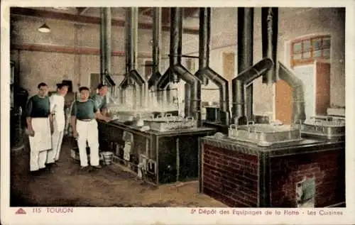 Ak Toulon Var, Küchen mit Kochpersonal, Küchenzeilen, Metallöfen