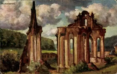 Ak Himmerod Großlittgen in der Eifel, Ruine,  Ruine, Wolkenhimmel, Eifel, Künstlerkarte