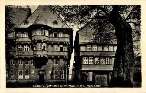 Ak Goslar am Harz, Fachwerkhäuser, Markstraße, Münzgasse, r Stadtteil