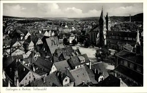 Ak Esslingen am Neckar, Stadtansicht,  Architektur, hohe Kirche, Dächer