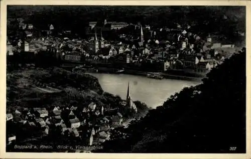 Ak Boppard am Rhein, Blick auf Boppard am Rhein, Stadtlandschaft, Kirche, Fluss