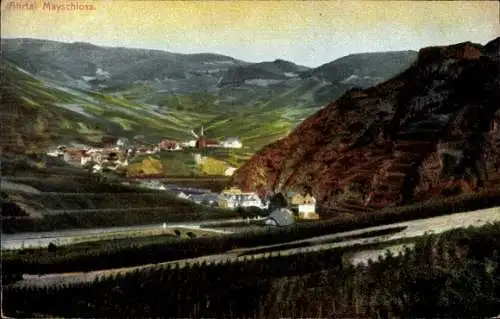 Ak Ahrtal Mayschoß, Panorama, Ort im Tal, Berge