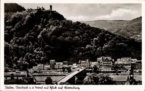 Ak Traben Trarbach an der Mosel, Ruine Grevenburg, Grafenburg, Teilansicht Ort