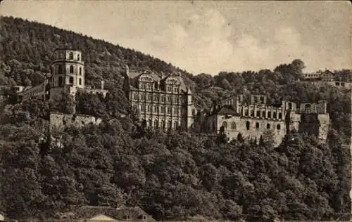 Ak Heidelberg am Neckar, Burg, Schloss, Gebäude, Wald,  Architektur