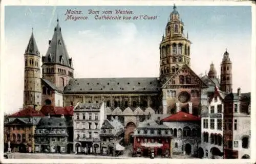Ak Mainz am Rhein, Mainzer Dom, alte Architektur, Stadtansicht