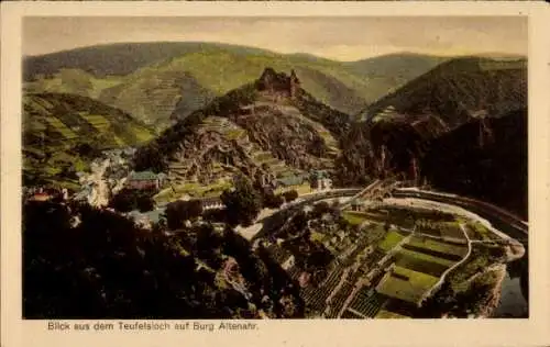 Ak Altenahr im Ahrtal, Blick aus dem Teufelsloch, Burg  Weinberge, Landschaft