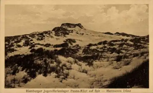 Ak Insel Sylt in Nordfriesland, Hamburger Jugendferienlager, Pauns-Kliet, Hermanns Düne, Dünenlan