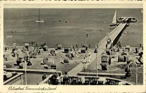 Ak Ostseebad Timmendorfer Strand, Ostseebad Timmendorferstrand, Strandkörbe, Pier, Segelboot