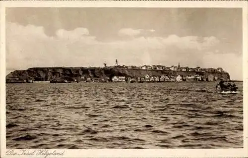 Ak Nordseeinsel Helgoland, Insel  Küstenansicht, Wasser, Häuser, Wolken Himmel
