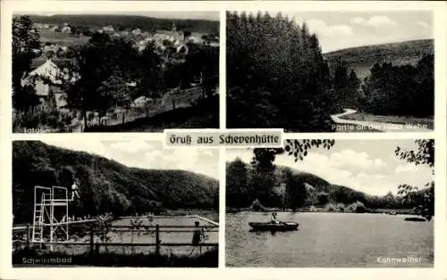 Ak Schevenhütte Stolberg im Rheinland, Panoramablick, Schwimmbad, Kahnweiher, Gruß aus Schevenhüt