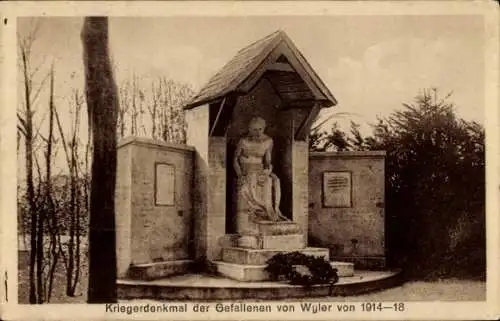 Ak Wyler Kranenburg am Niederrhein, Kriegerdenkmal, Statue, Gedenkstätte, Historisches Denkmal
