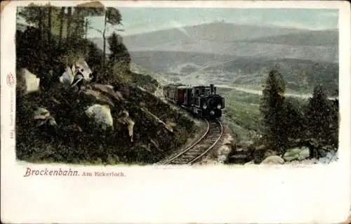 Ak Brocken im Harz, Dampflok, Schienen, Eckerloch, Waldlandschaft, Gebirge, Brockenbahn